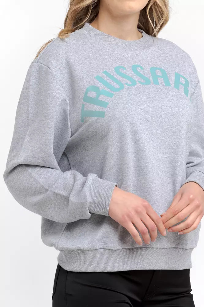 Trussardi Gray Cotton Women Sweatshirt $491.00 Trussardi Luzworld