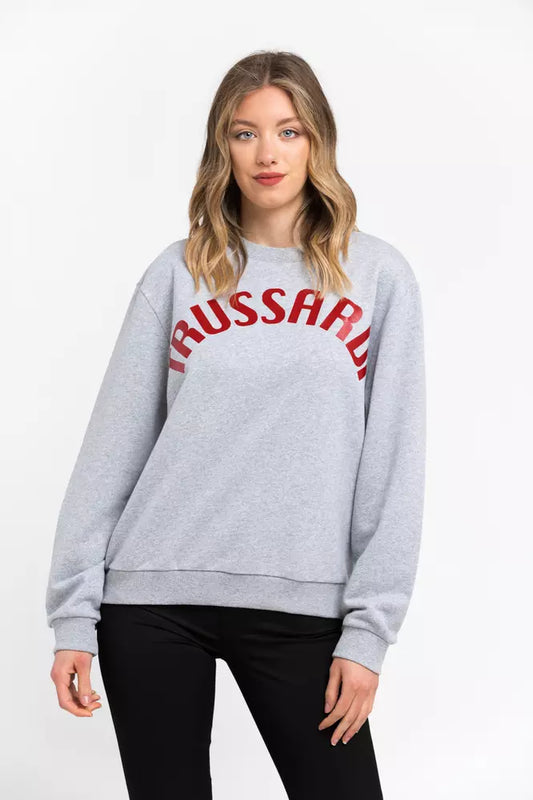 Trussardi Gray Cotton Women Sweatshirt $491.00 Trussardi Luzworld