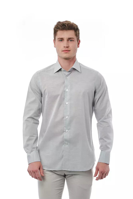 Bagutta Gray Cotton Men Shirt $243.00 Bagutta Luzworld