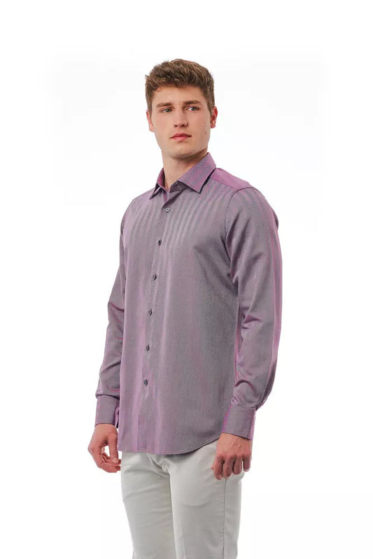 Bagutta Burgundy Cotton Men Shirt $243.00 Bagutta Luzworld