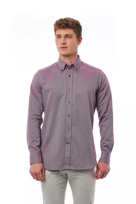 Bagutta Burgundy Cotton Men Shirt $243.00 Bagutta Luzworld