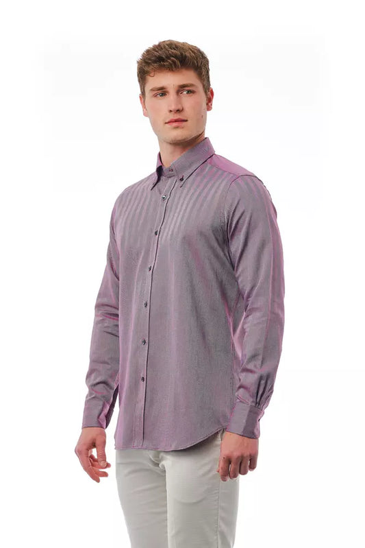 Bagutta Burgundy Cotton Men Shirt $243.00 Bagutta Luzworld