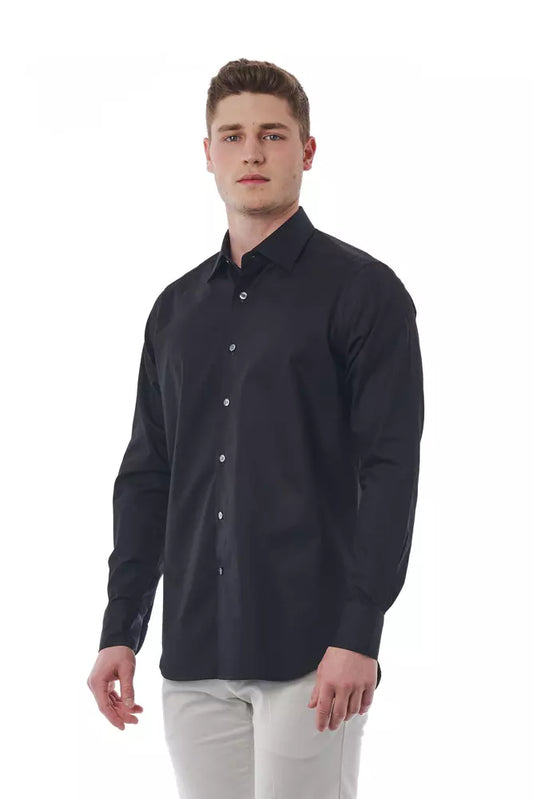Bagutta Black Cotton Men Shirt $243.00 Bagutta Luzworld