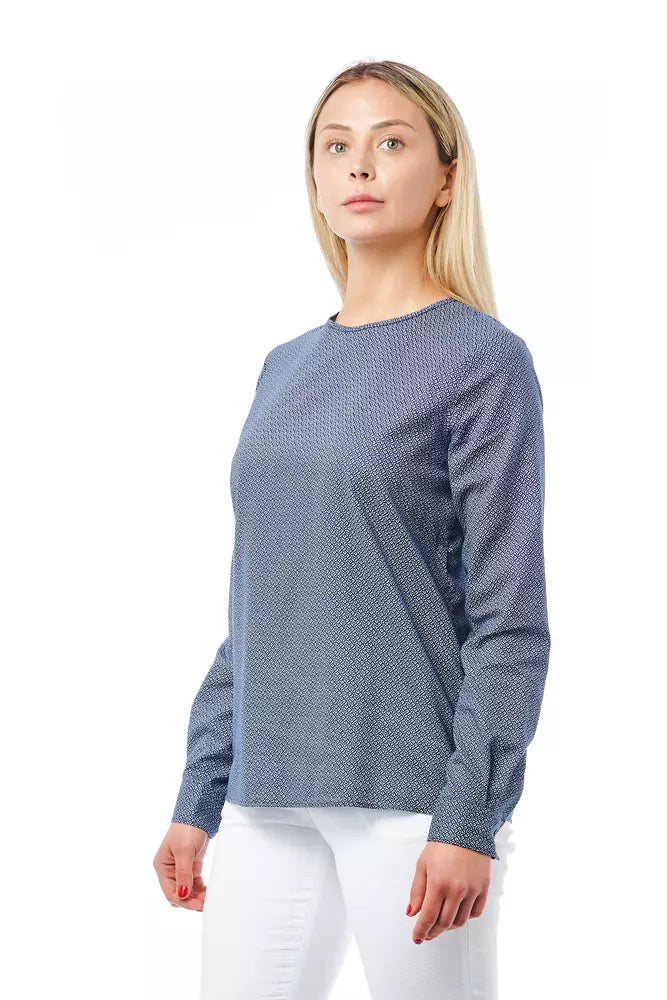 Bagutta Blue Cotton Women Shirt $228.00 Bagutta Luzworld