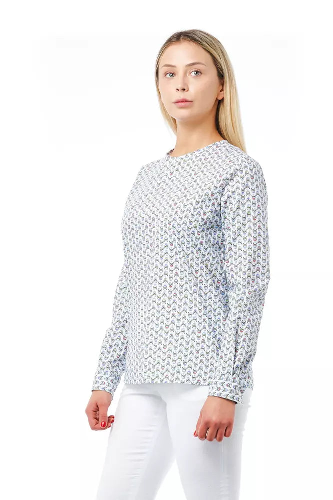 Bagutta White Cotton Women Shirt with Skull Print Closure Detail $228.00 Bagutta Luzworld