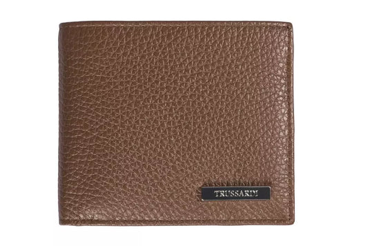 Trussardi Brown Leather Men Wallet $197.00 Trussardi Luzworld