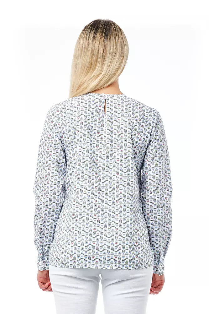 Bagutta White Cotton Women Shirt with Skull Print Closure Detail $228.00 Bagutta Luzworld