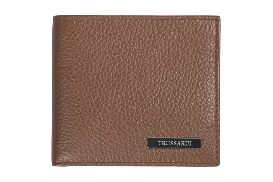 Trussardi Brown Leather Men Wallet $197.00 Trussardi Luzworld
