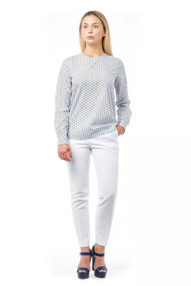 Bagutta White Cotton Women Shirt with Skull Print Closure Detail $228.00 Bagutta Luzworld