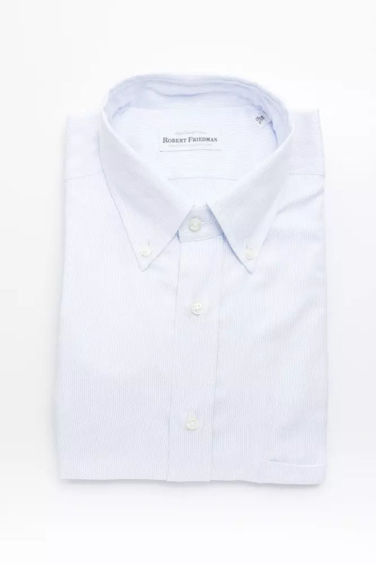 Robert Friedman Light Blue Cotton Men Shirt $211.00 Robert Friedman Luzworld