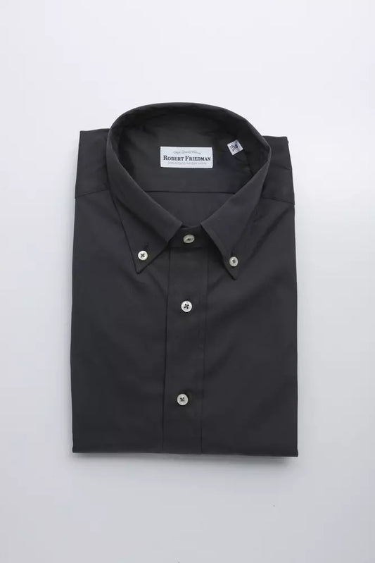 Robert Friedman Gray Cotton Men Shirt $211.00 Robert Friedman Luzworld