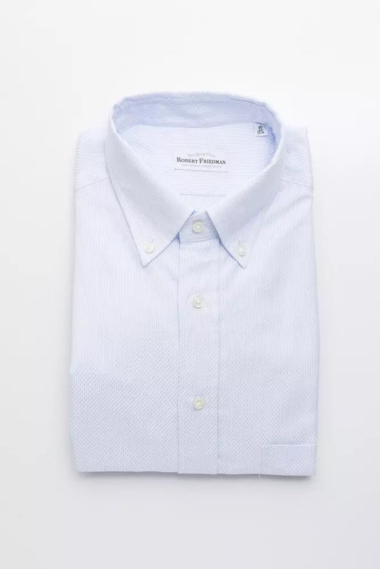 Robert Friedman Light Blue Cotton Men Shirt $211.00 Robert Friedman Luzworld