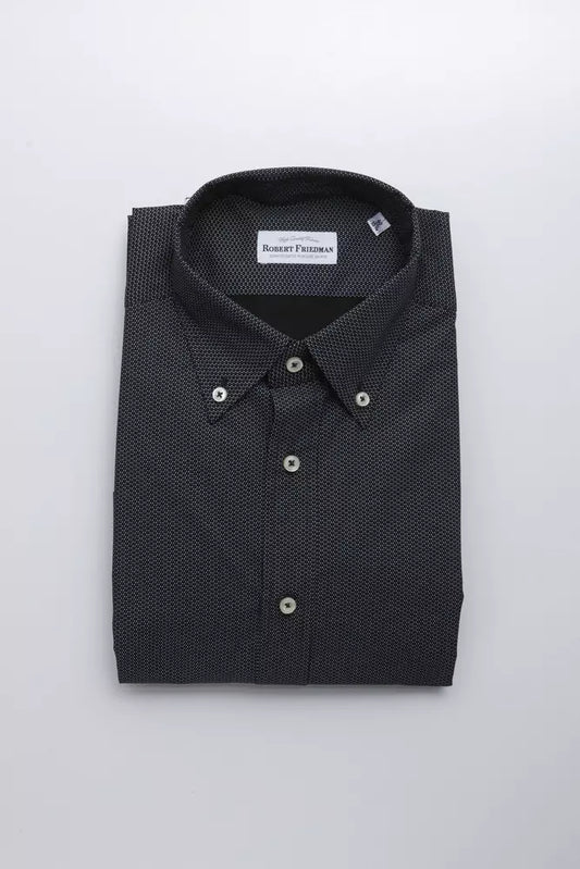 Robert Friedman Black Cotton Men Shirt $211.00 Robert Friedman Luzworld