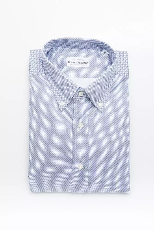 Robert Friedman Light Blue Cotton Men Shirt $211.00 Robert Friedman Luzworld