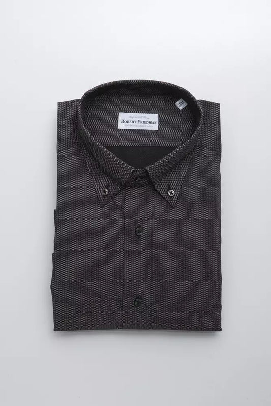 Robert Friedman Black Cotton Men Shirt $211.00 Robert Friedman Luzworld