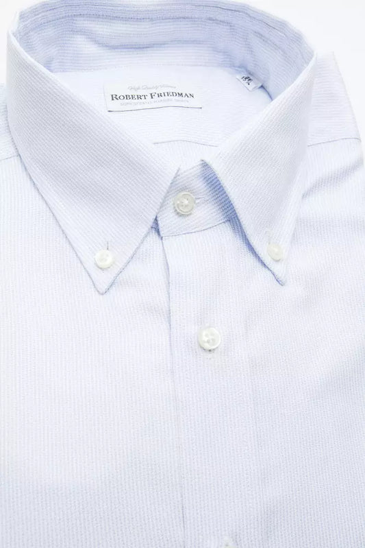 Robert Friedman Light Blue Cotton Men Shirt $211.00 Robert Friedman Luzworld