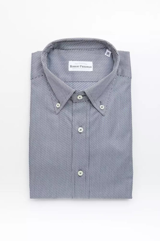 Robert Friedman Blue Cotton Men Shirt $211.00 Robert Friedman Luzworld