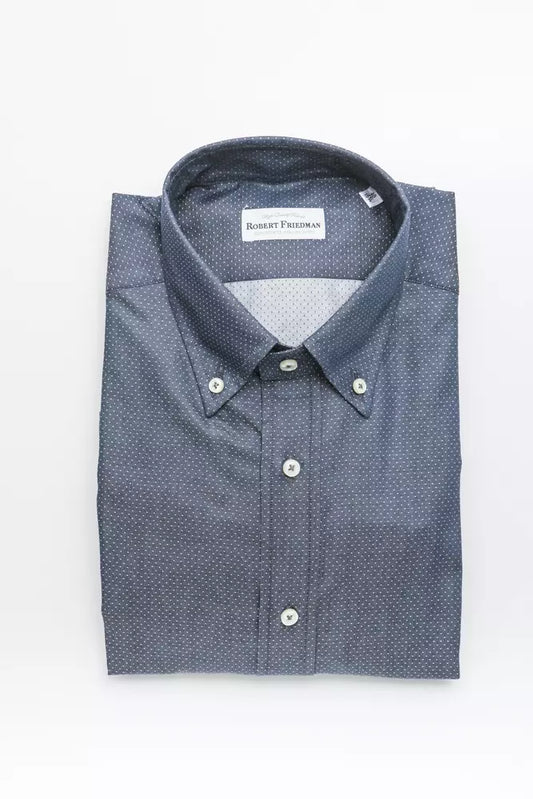 Robert Friedman Blue Cotton Men Shirt $211.00 Robert Friedman Luzworld