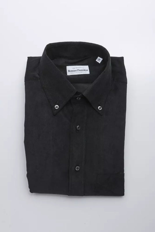 Robert Friedman Black Cotton Men Shirt $211.00 Robert Friedman Luzworld