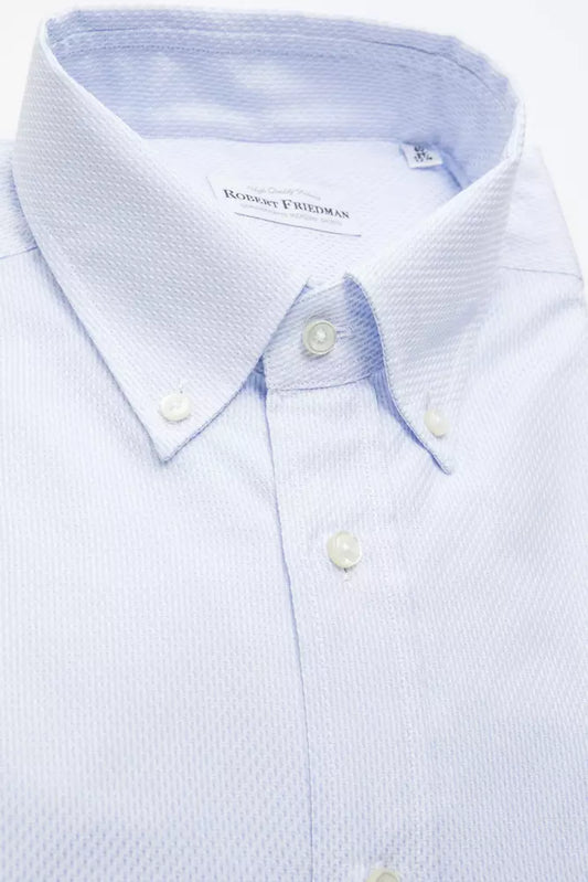 Robert Friedman Light Blue Cotton Men Shirt $211.00 Robert Friedman Luzworld
