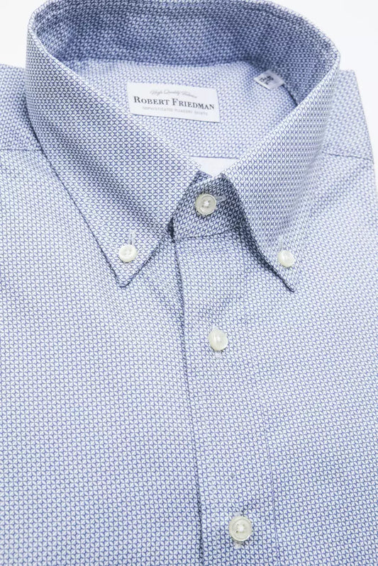 Robert Friedman Light Blue Cotton Men Shirt $211.00 Robert Friedman Luzworld