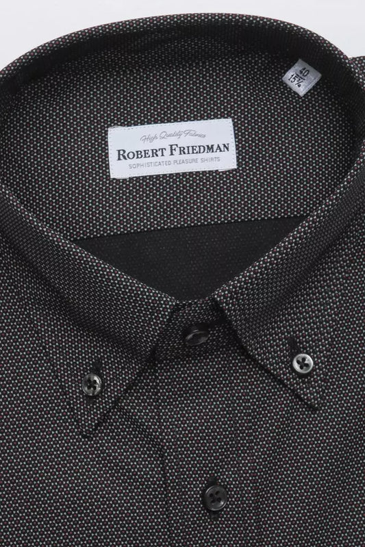 Robert Friedman Black Cotton Men Shirt $211.00 Robert Friedman Luzworld