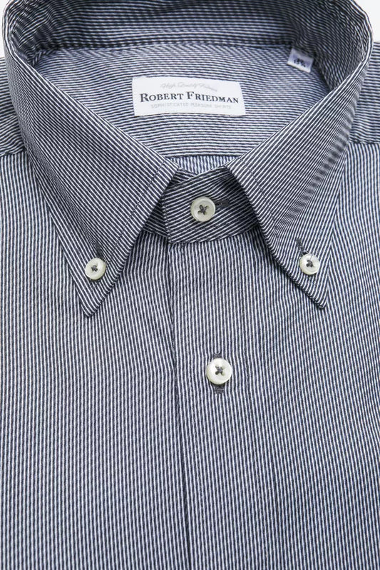 Robert Friedman Blue Cotton Men Shirt $211.00 Robert Friedman Luzworld