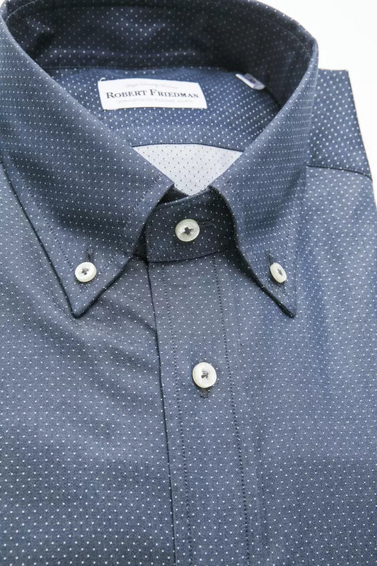 Robert Friedman Blue Cotton Men Shirt $211.00 Robert Friedman Luzworld