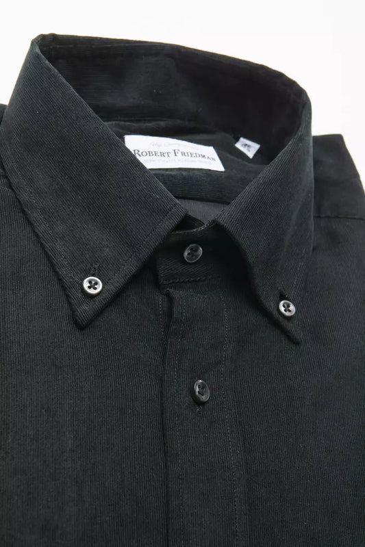 Robert Friedman Black Cotton Men Shirt $211.00 Robert Friedman Luzworld