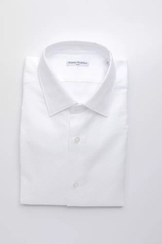 Robert Friedman White Cotton Men's Shirt $211.00 Robert Friedman Luzworld