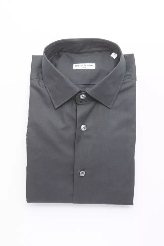 Robert Friedman Black Cotton Men's Slim Shirt $211.00 Robert Friedman Luzworld