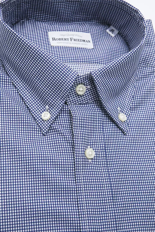 Robert Friedman Blue Cotton Men Shirt $211.00 Robert Friedman Luzworld