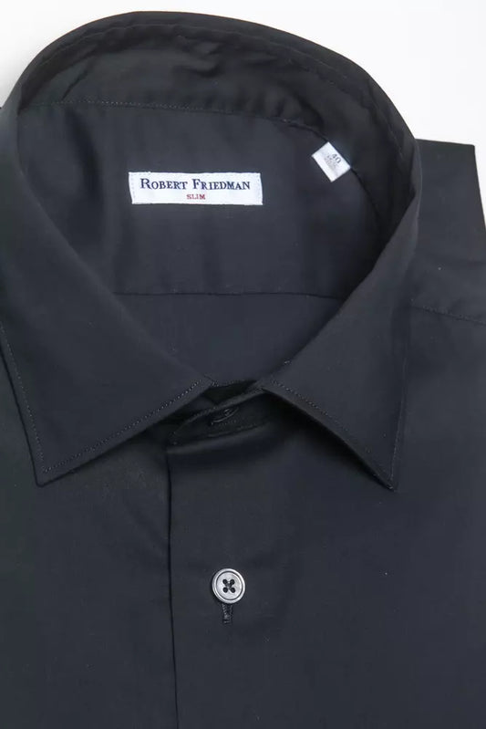 Robert Friedman Black Cotton Men Shirt $211.00 Robert Friedman Luzworld