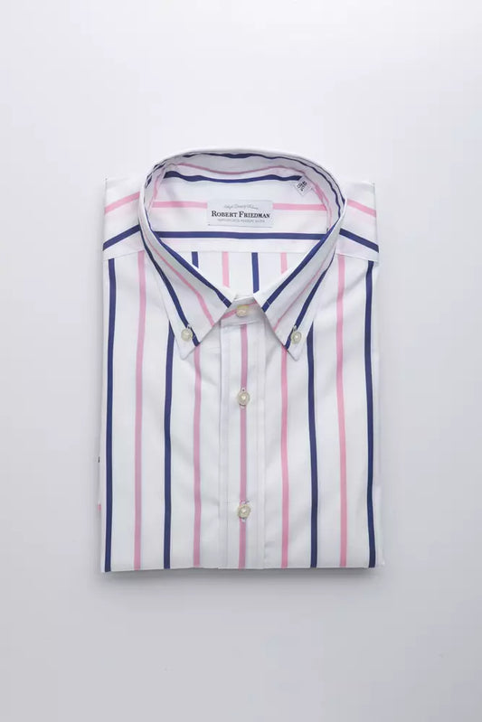 Robert Friedman White Cotton Men Shirt $211.00 Robert Friedman Luzworld