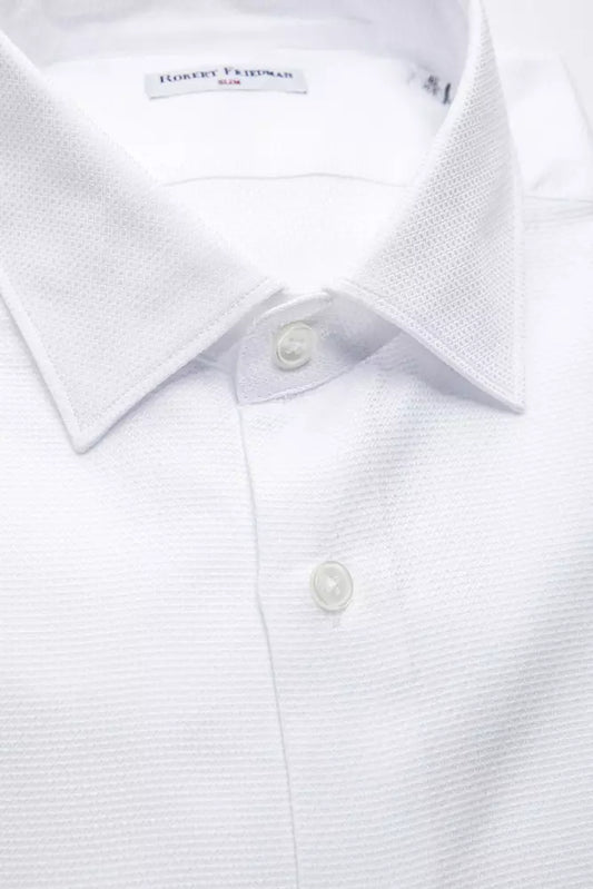 Robert Friedman White Cotton Men's Shirt $211.00 Robert Friedman Luzworld