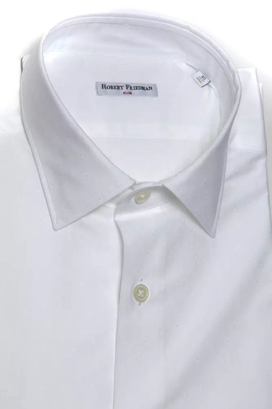 Robert Friedman White Cotton Men Shirt $211.00 Robert Friedman Luzworld