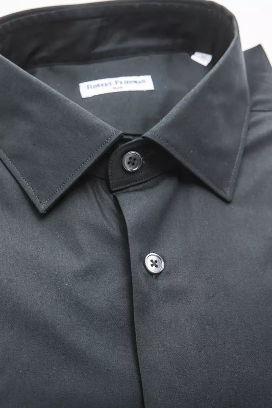 Robert Friedman Black Cotton Men's Slim Shirt $211.00 Robert Friedman Luzworld