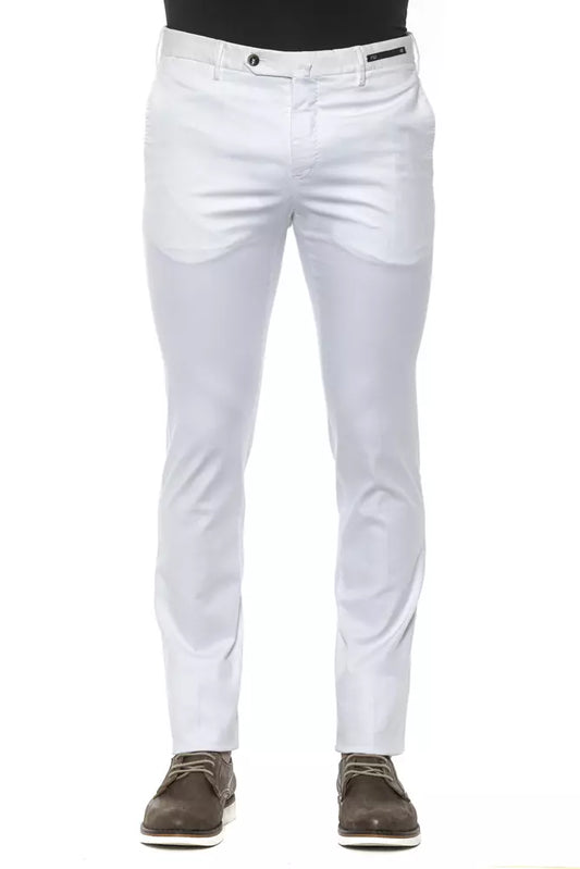 PT Torino White Cotton Men Slim Trouser $459.00 PT Torino Luzworld