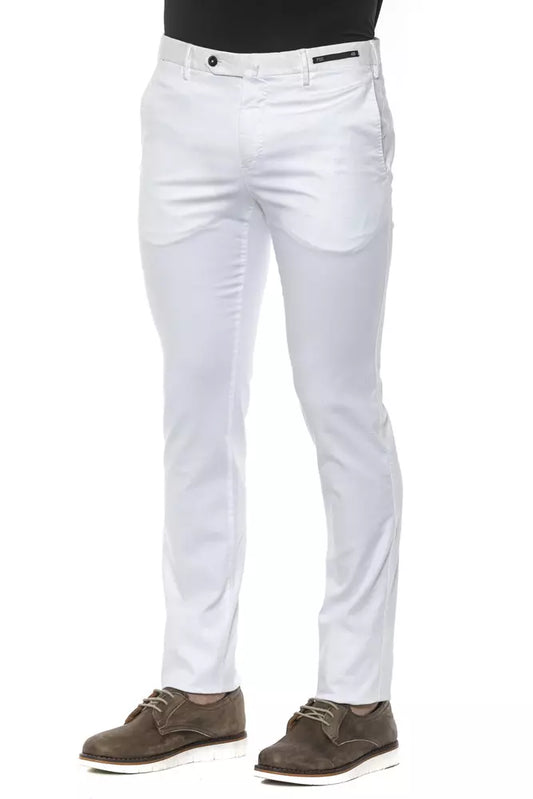 PT Torino White Cotton Men Slim Trouser $459.00 PT Torino Luzworld