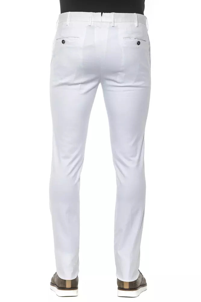 PT Torino White Cotton Men Slim Trouser $459.00 PT Torino Luzworld