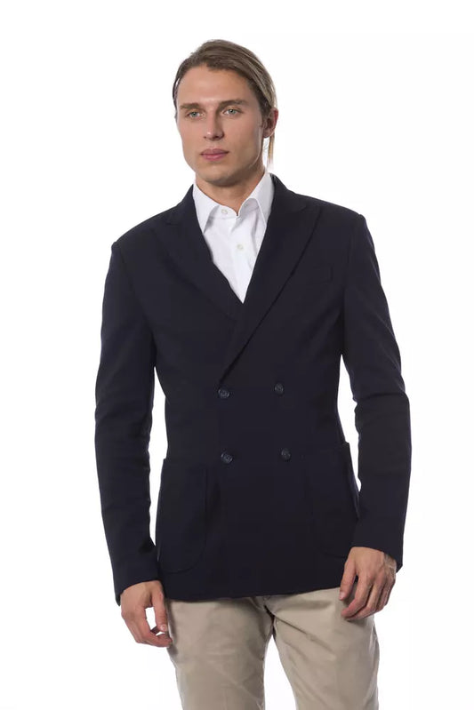 Verri Blue Viscose Men Blazer $898.00 Verri Luzworld