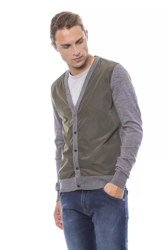 Verri Gray Wool Men Cardigan $456.00 Verri Luzworld