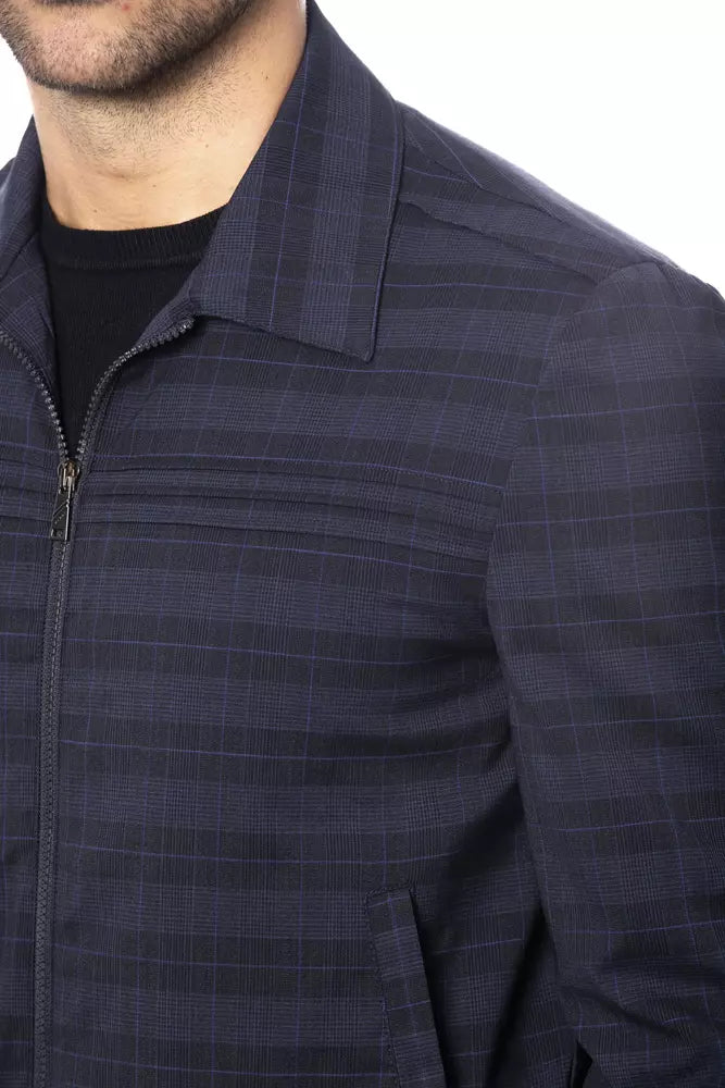 Verri Blue Wool Men Bomber Jacket $1135.00 Verri Luzworld
