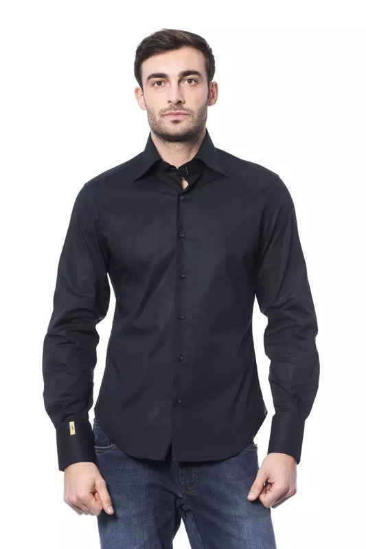Billionaire Italian Couture Blue Cotton Men Shirt $720.00 Billionaire Italian Couture Luzworld