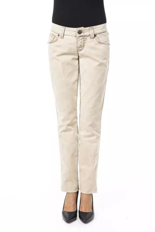 BYBLOS Beige Cotton Women Jean $714.00 BYBLOS Luzworld