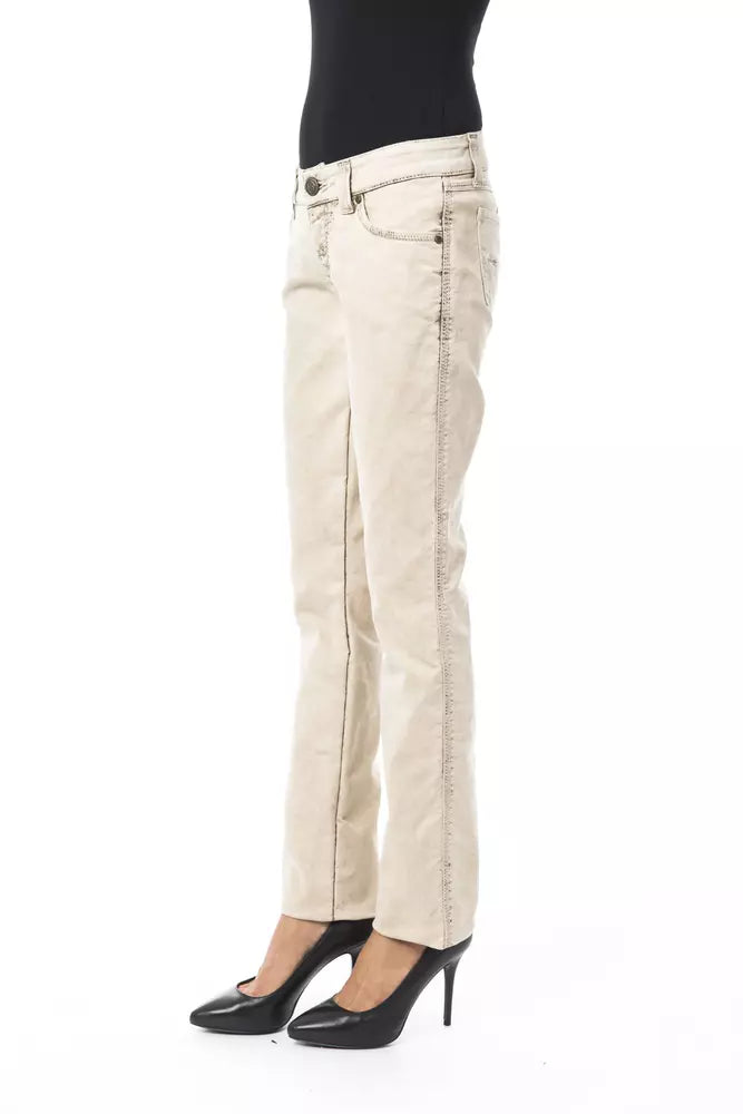 BYBLOS Beige Cotton Women Jean $714.00 BYBLOS Luzworld