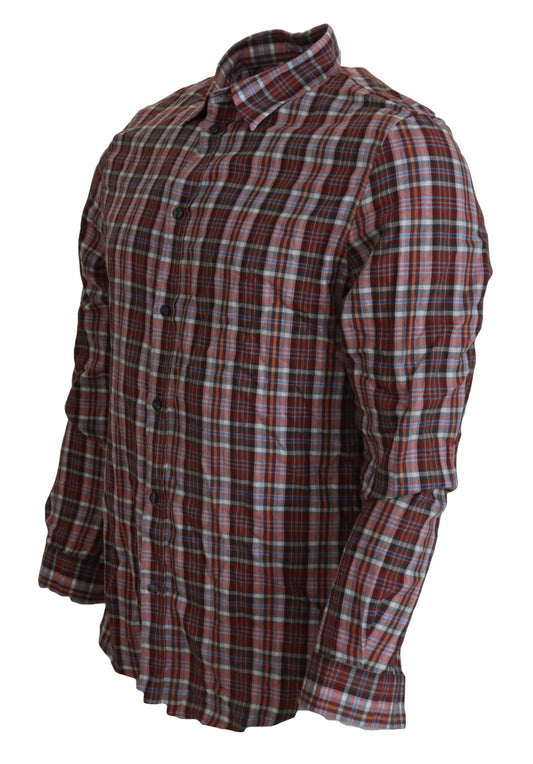 GF Ferre Multicolor Checkered Cotton Long Sleeves Casual Shirt $268.00 GF Ferre Luzworld