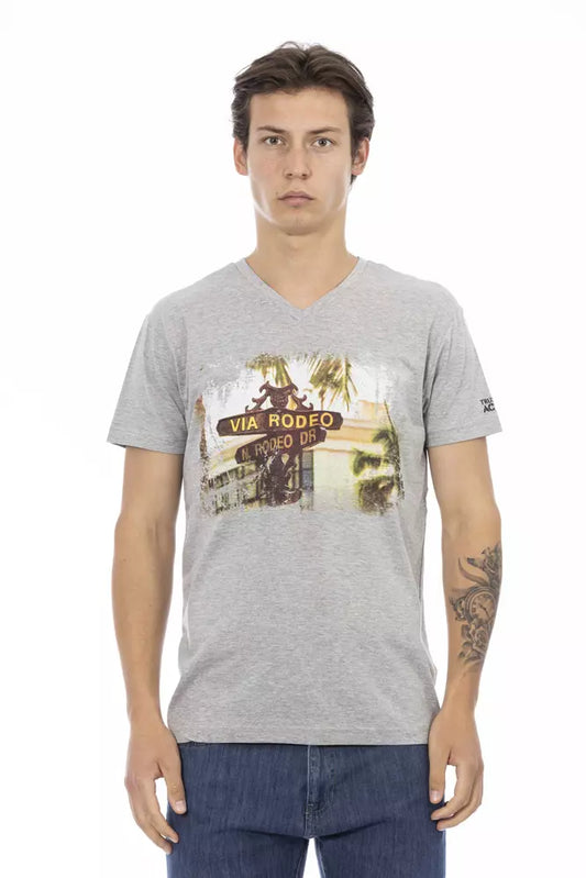 Trussardi Action Gray Cotton Men's T-Shirt $130.00 Trussardi Action Luzworld