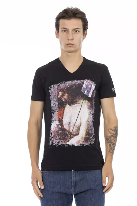 Trussardi Action Black Cotton Men T-Shirt $130.00 Trussardi Action Luzworld