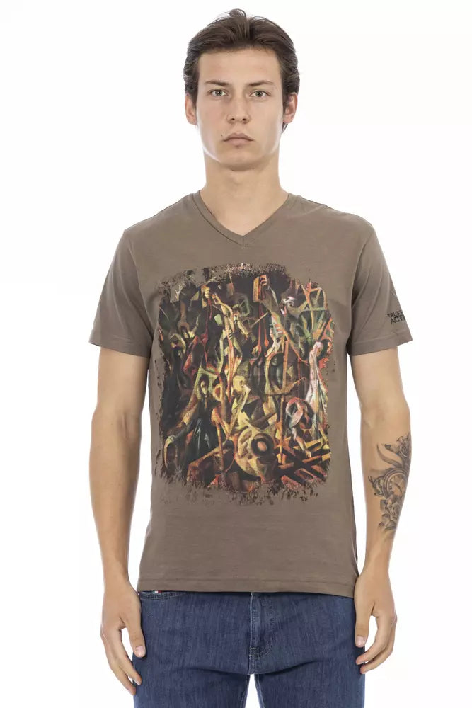 Trussardi Action Brown Cotton Men T-Shirt $130.00 Trussardi Action Luzworld